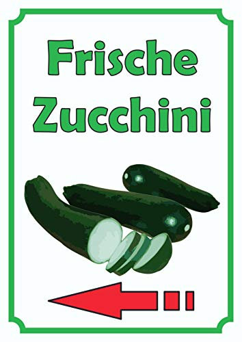 HB-Druck Frische Zucchini Schild Hochkant mit Pfeil Links A0 Rückseite selbstklebend
