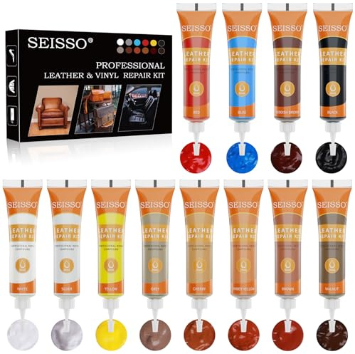 SEISSO Leder Reparatur Set,18 Farben Lederreparatursalbe,lederpflege,lederreparatur,auto lederpflege,leder reparatur,geeignet für Sofas,Schuhe, Mäntel,Autositze（20ML）