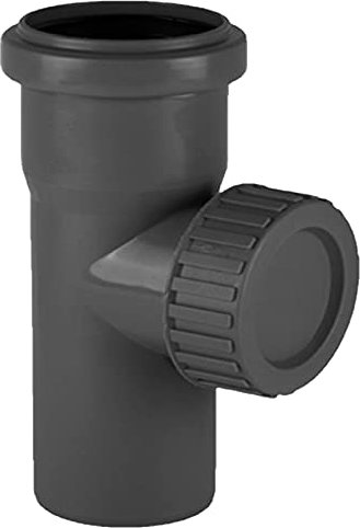 HT Reinigungsrohr Außendurchmesser 90mm 9,0cm DN90 mit Steck Muffe + Gummi Dichtung Kanalrohr Abwasser Abfluss Leitung Lüftung Kunststoff PP grau Öffnung Deckel Verschluss