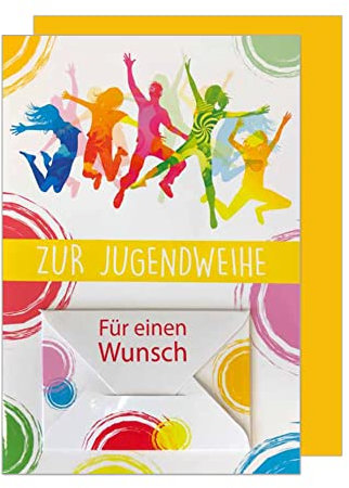 Edition Seidel Premium Glückwunschkarte Geldscheinkarte zur Jugendweihe mit Umschlag. Eine einzelne Karte Judendweihekarte Grusskarte Geldgeschenk Junge Mädchen (GS-JW100 SW022)