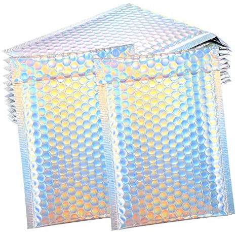 CALLARON Verpackungsbeutel Luftpolster-taschen 12Er-Pack Luftpolster-taschen Metall Holografische Selbstklebende taschen Gepolsterte Umschläge Für Boutique-Kleinunternehmen
