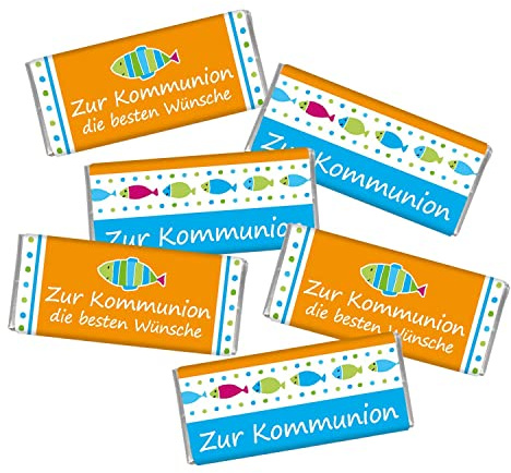 STEINBECK Kommunion 6 x 18g Minischokolade Vollmilch Kommunionkind Fisch Mitbringsel Tischdeko