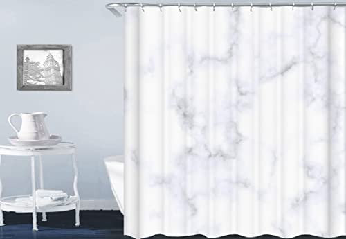 Beydodo Duschvorhang 120x180 Motiv, Duschvorhang Anti Schimmel Weiß mit Marmor Muster Duschvorhänge Polyester Bad Vorhang Fenster Wasserdicht