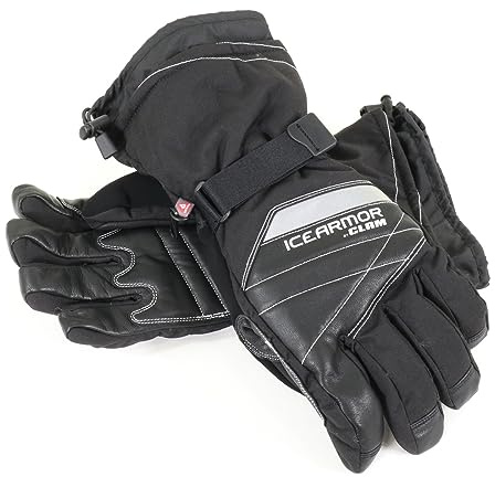 ICEARMOR by Clam Renegade Ice Fishing Gloves – Waterproof, 333g Primaloft Insulation, Goatskin Palm, 600D Shell (Large)