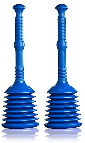 TURBO PRODUKTE Turbo Stampfer Blau - Pömpel rohrfrei - Saugglocke für Toilette, Waschbecken, Dusche uvm. - maximale Saugkraft - 10-faches Ansaugvolumen 2er Set