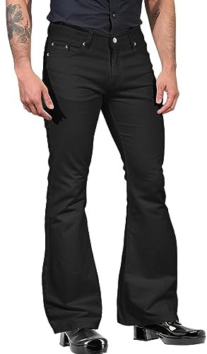 Schlaghosen für Herren Freizeithose 70er Jahre Disco Jeans Hippie Bootcut-Jeans mit großem Schlag Retro Flared-Jeans-Cord 80s-Style Vintage Jeans für Männer im Retro
