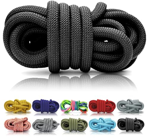 Ganzoo © PPM Seil 20 Meter, Tauseil, Hunde-Leine, Halsband, Takeln, Polypropylen Multifilem Rope, 10mm Stärke, Schwarz
