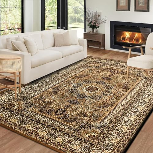 Fit Even Marrakesh Rug – Large Washable Non-Slip Carpet for living Room, Bedroom, Lounge, Dining, Kitchen, Fluffy Thick Soft Traditional Indoor Floor Rugs (Beige - 207, 200x290 cm)