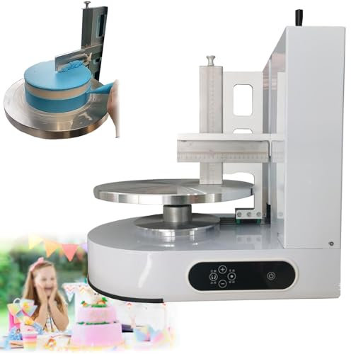 Hydravex Cake Decorating Coating Machine, Automatic Decorating Cake Coating Smoothing Scraping Machine, Adjustable Cake Icing Smoother Tool for 4-12Inch, 35CM Round Adjustable Turntable,White
