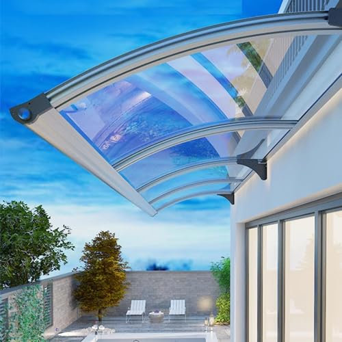 Zlovne Marquise de Porte d’Entrée,Auvent Transparent,Auvent de Porte d'Entrée Résistante Toit Abri Contre la Pluie et UV,65-150 Cm de Largeur en Option,Résistant Aux Chocs 300 Kg (90x130cm/35 x51)