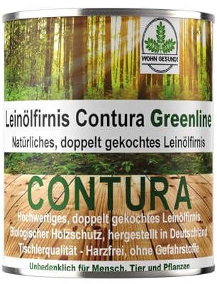 Contura Leinöl-Firnis 750ml. Holzöl natürlicher Holzschutz biologisch Farblos transparent Innen & Außen (Ohne Pinsel)