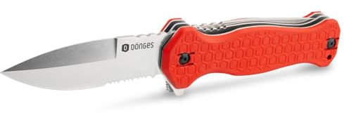 Dönges Expert Folder - Vielseitiges Rettungsmesser mit Spearpoint & Rescue-Tool-Klinge - Taschenmesser für Feuerwehr und Notfalleinsätze inkl. Gurtschneider, Glasbrecher & mehr, Robuster G10 Griff