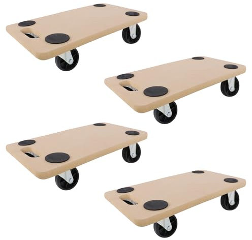SUBTLETY Lot de 4 Planches à roulettes Chariots de Transport pour Tables 58x29x11cm Pplaque MDF avec Patins Antidérapants Charge Maximale 200KG Aide au Transport pour Meubles, Plantes, Atelier