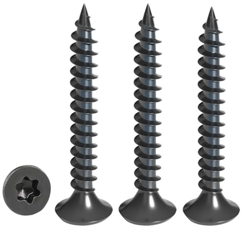 Drenky Holzschrauben Torx Schwarz 50 Stück, M4 X 25 mm Schrauben SenkkopfAus Edelstahl Rostfrei A2 Vollgewinde Spanplattenschrauben Selbstschneidende Schrauben Universalschrauben Torx TX20