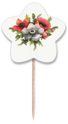 Palillos de palillos de maíz con diseño de flores, etiqueta de estrella, palillos para cupcakes