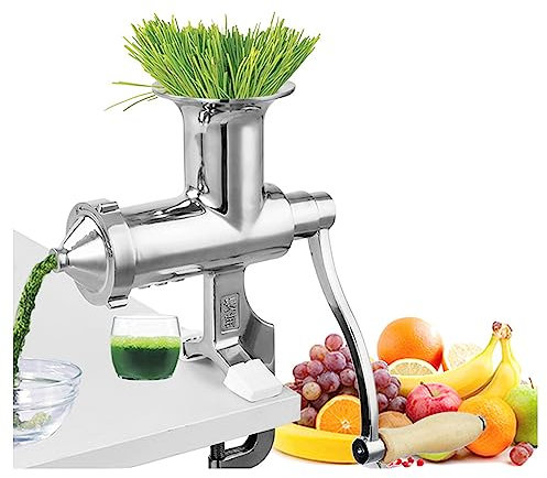 Manuell vetegräsjuicer, bärbar hälsopressare i rostfritt stål, för vetegräsfrukter grönsaker