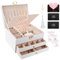 UCAMP Boîte à Bijoux,Coffret à Bijoux 3 Couches,Verrouillable avec Clef,Organisateur de Bijoux avec tiroir pour Bracelets,Boucles d'oreilles,bagues,Colliers,Montres,Blanc