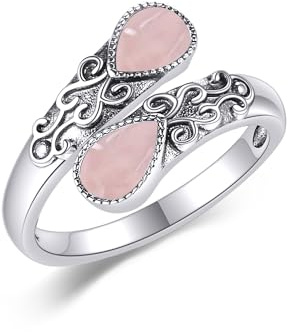Anello da donna con pietra di luna, in argento sterling, arcobaleno, regolabile, idea regalo per ragazze, Argento, Nessuna pietra preziosa