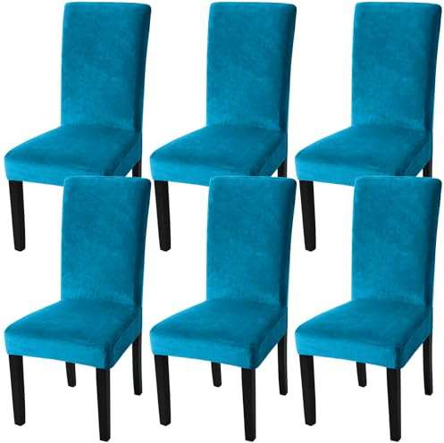 Fuloon Stolsöverdrag i sammet, universellt stolsöverdrag, set om 6 st stretch, stolsskydd, avtagbart tvättbart stolsöverdrag för hotell, matsal, ceremoni, bankett bröllop fest, grå