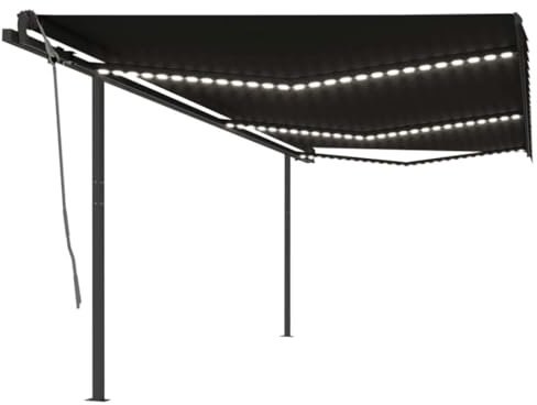 Lawn & Garden Manuell einziehbare Markise mit LED 6x3m Anthrazit Outdoor Living