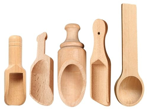 5 Pièces Petite Cuillère En Bois, Petite Spatule À Thé, Mini Spatule En Bois, Cuillère À Épices, Cuillère De Masse En Bois, Ensemble De Cuillères En Bois, Petite Cuillère En Bois Pour Épices