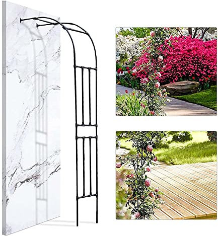 Arche de jardin pour plantes grimpantes à fixation murale, demi-arche en noir, 0,9 x 2,4 m, idéale pour les mariages et les pergolas
