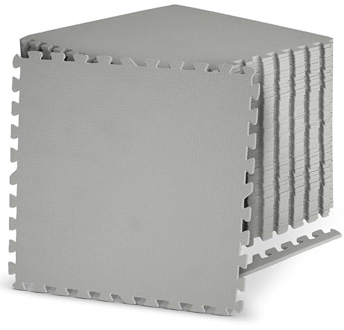 BiggaMats | EVA Foam Interlocking Floor Mats Baby 60x60cm | 12 mm Non-Slip Thick Kids Play Mats | Grey 12-piece Waterproof Baby Foam Play Mat for Home, Gym, Kids Play Area, Hot Tubs & Outdoor Use