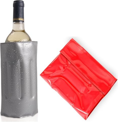 2 refrigeratori per bottiglie da viaggio – Manicotto refrigerante per vino con chiusura rapida – Manicotto refrigerante per il raffreddamento di birra, vino e bibite – riutilizzabile – Raffreddatore