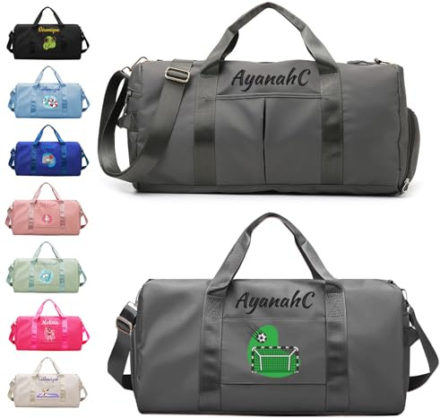 Personalisierte Reisetasche mit gesticktem Namen und farbigem Logo, Sporttasche für Yoga und Tanz, wasserdichte Wochenendtasche für Damen und Herren, mit Schuh- und Nasswäschefach