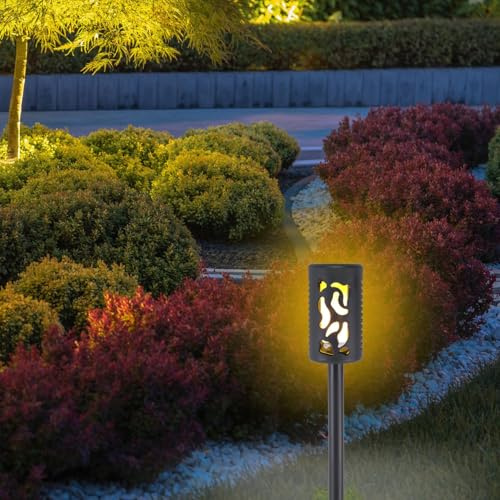 BEPER P207ILO101 Lámpara LED solar efecto llama para jardín y balcón, 12 LED luz cálida, Lámpara solar automática, Luz impermeable IP44, Con estaca, Autonomía 8h