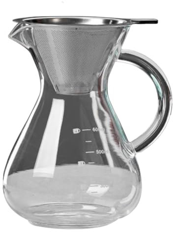 Nettoppo Cafetière en Verre avec Filtre, Résistant à Haute Température, Graduée avec Verseuse à Café 600ml