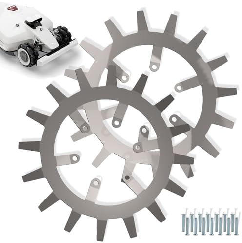 Spikes for Mammotion Luba 1/2/2X - Stainless Steel - Deburred - 12 x Stainless Steel Screws - Traction Improvement for Robotic Lawnmower - Robot Lawnmower - 66 mm Bolt Circle - for Rear Drive Wheels