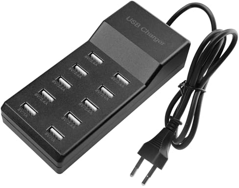WIYETY 10 Port USB Ladegerät: 50W Multi-Port-USB-Ladestation, Einzelanschluss 5V/2,4A, 10 Port Hub Ladestation Schnellladen, mit Schnellladeautomatik-Erkennungstechnologie, für Verschiedene Geräte