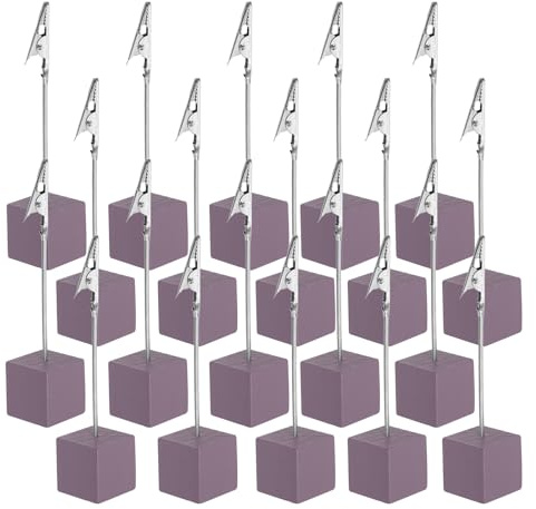 PATIKIL 20Pcs Porte-Cartes De Table Base En Bois Pour Photos Violet Foncé