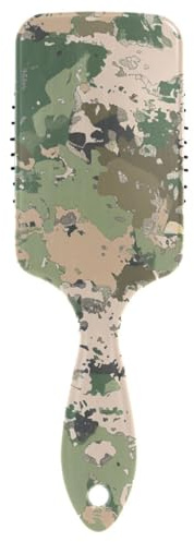 Brosse à cheveux lisse vert camouflage tendance pour coup de fouet conçue pour masser le cuir chevelu pour les cheveux clairsemés avec poignée ergonomique cepillo para cabello