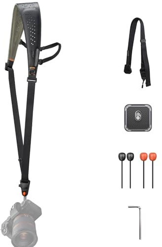 PGYTECH Camera Strap Pro, Correa Hombro Resistente de Liberación Rápida Con Correa Axilar Desmontable, Arnés Profesional, Almohadilla Ergonomica Cuero para Cámaras DSLR/Sin Espejo, Negro