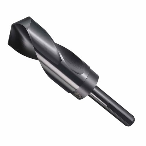 CoCud Drill Bit 32mm Diameter 1/2 Shank 3-Flat 4341 HSS | High Speed Steel Reduced Shank Bits Nitriding Black 118° Angle - (Applications: for Drilling Plastic Wood)