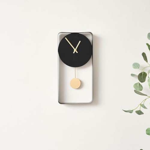 Melody Maison Black Metal Pendulum Wall Clock 41cm