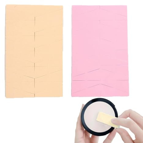 Dinghaole 2 PCS Grandes Éponges De Maquillage (peau Et Rose) - 14,5 X 90 X 2 Cm - 24 Coins Triangulaires Chacun - Éponge Mélangeuse Réutilisable Pour Fond De Teint Liquide, Crème, Poudre