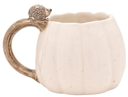 Country Living – Tasse citrouille avec hérisson sur la poignée – Tasse en céramique pour boissons chaudes d'automne – Tasse à café et à thé rustique sur le thème de la forêt – Cadeau saisonnier pour