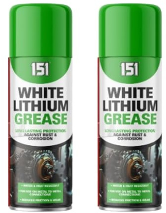 PNJB 151 White Lithium Grease Spray, Multi-Purpose Lubricant Aerosol, Rust & Corrosion Protection, Indoors and Outdoors, Water- & Heat-Resistant Grease for Hinges,Gears, Bearings,400ml (2PCS)