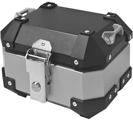 DFTDFYXYMotorcycle top box 5L/8L/10L/13L/15L/18L/22L/25L Aluminum Motorcycle Helmet Case with Anti-Theft Lock System,Waterproof,Dustproof,Easy Installation for 99% of Motorcycle Frames,Silver,8L