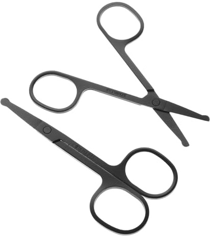 Generisch Nasenhaartrimmer Scheren aus Edelstahl 2 Stück mit Abgerundeter Spitze Manuelle Präzisionsschere für Damen und Herren Kompakt und Sicher für Nasen und Gesichtshaare