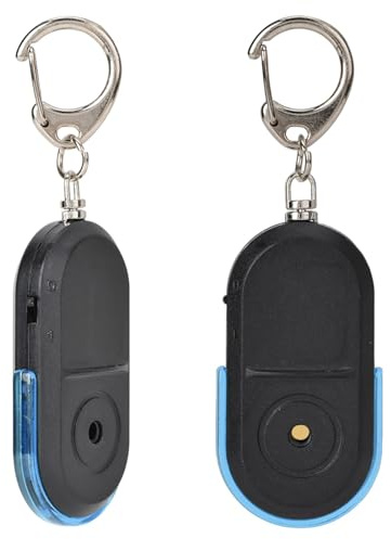 Buscador de Llaves con Silbato de 2 Piezas, localizador de Llaves con Sonido, Alarma inalámbrica antipérdida, localizador de Llaves, Sonido de Silbato, luz LED con batería (Azul)