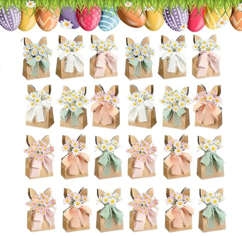 - Gift Bags, Pack of 24 Gift Bags, Rustic Rabbit Ear Bags in Bulk | With Dried Flowers for Birthday, Garden, Gatherings, Egg Hunt, Home, School, Living Room