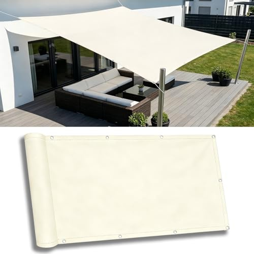 Tende da Sole per Esterno 2.5X7M Vela Ombreggiante Impermeabile Rettangolare Telo Ombreggiante occhiellato per Esterno Protezione Raggi UV Balcone Patio Giardino Esterno terrazza - Bianco sporco