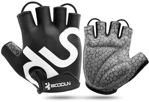 KONVINIT Guantes Bici Dedo Corto Hombre y Mujer Verano, Guantes de Ciclismo con Amortiguación, Cierre Gancho y Bucle y Lengüeta de Extracción Rápida para MTB M