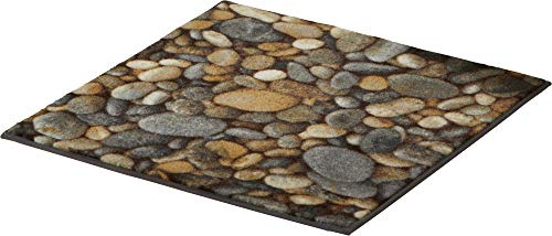 Erwin Müller WC-Vorlage ohne Ausschnitt Steine, Stein-Optik grau Größe 50x50 cm - rutschhemmend, angenehme, sichere Florhöhe, für Fußbodenheizung geeignet