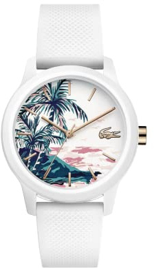 Lacoste Orologio Analogico al Quarzo da Donna Collezione LACOSTE.12.12 LADIES con Cinturino in Silicone Bianco - 2001085