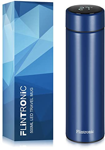 Flintronic Thermosflasche, 500 ML Wasserflasche Vakuum Isolierbecher 316 Edelstahl, LCD-Touchscreen-Temperaturanzeige, Smart Becher Dichtflasche Ideal für Hitze und Kälte